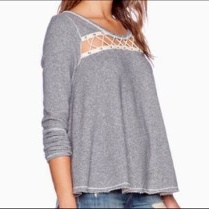 Free People Criss/Cross Stripe Swing Top/Blue🧵